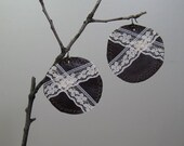 SALE dark chocolate and cream earrings