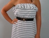heather striped strapless size large
