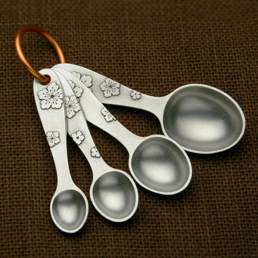 blossom measuring spoons - hand cast pewter