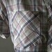 RESERVED - Tan Top with Skinny Plaid Print