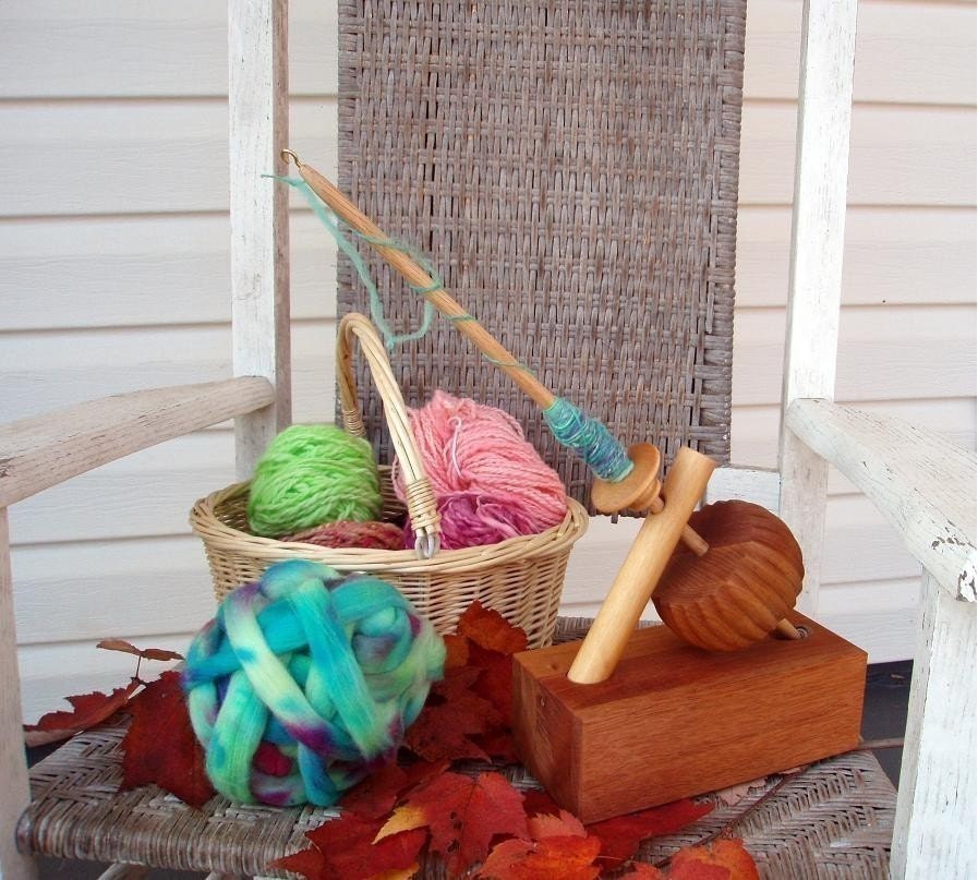 Mother Marion Spinning Wheel/Kick Spindle or Kick Wheel - The Little Meggie  - MAHOGANY