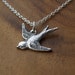 Silver Simple Sparrow Necklace- Pretty Sterling Silver over Brass Bird Classic Pendant on Dainty Sterling Silver Chain with Secure Clasp