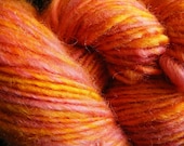 Clearance Handspun Yarn STRAWBERRY CANTALOUPE Hand dyed Wool 164yds 5.4oz  8wpi
