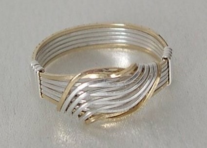 Silver and Gold Wave Ring
