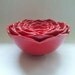 Eight Nesting Lotus Ceramic Bowls in Red