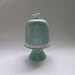 Bird Ceramic Cupcake Stand with Scallop Bell Jar in Robin Egg Blue