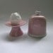 Bird Ceramic Cupcake Stand with Scallop Bell Jar in Pink