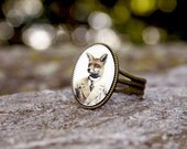 Mr. Fox Ring, Wearable Art,  Antique Bronze, Adjustable, Art Jewelry