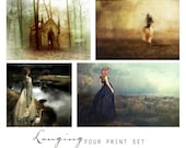 Longing, Set of Four 5x7 Fantasy Art Prints -  Wall Art Grouping, Sentimental, Romantic, Feminine