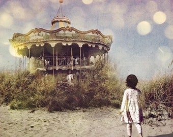 Merry Go Round, 5x5 Inch Carnival Print