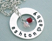 Personalized Washer Necklace - Mother - Grandmother - Hand Stamped Sterling Silver