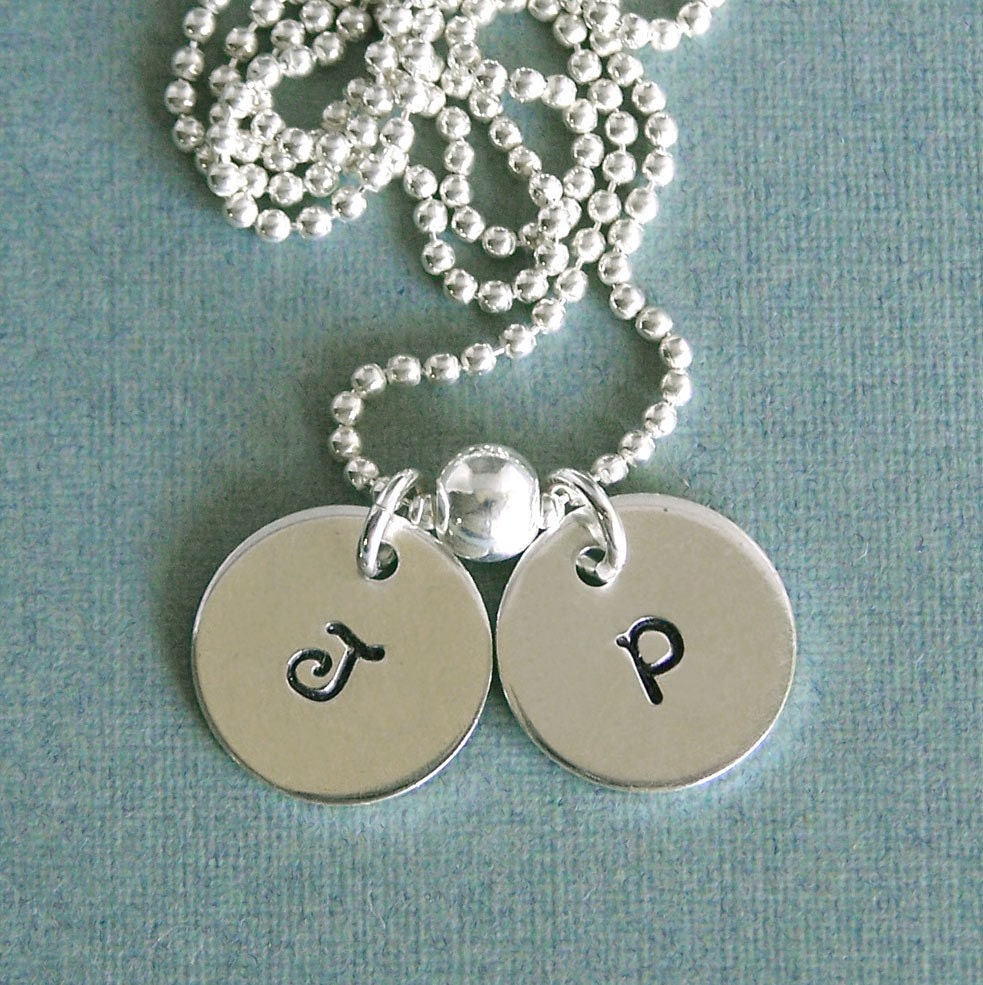 Hand Stamped Sterling Silver Initial Tags - Personalized