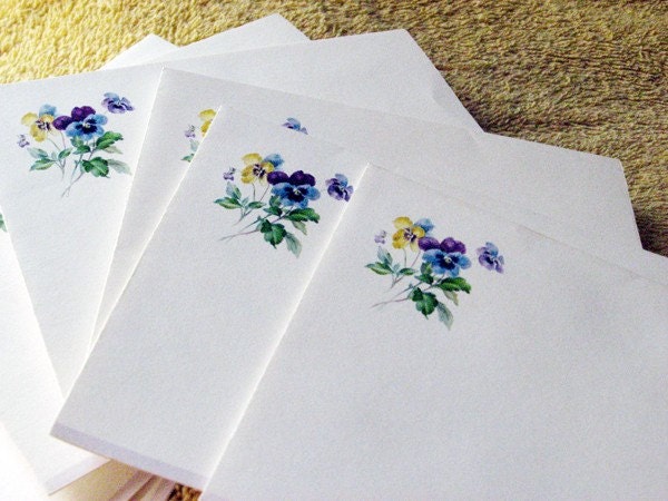 Vintage 1960s Pansy Notecard Set