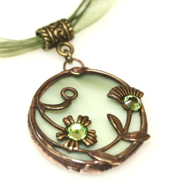 Round Stained Glass and Filigree Pendant (SGVL-P5) (RESEREVED for DIVYA)