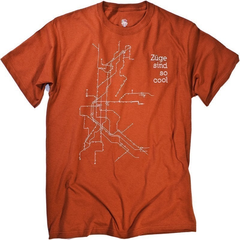 Zuge sind so cool German trains are so cool TEXAS ORANGE T - shirt SIZES - S,M,L,XL,XXL