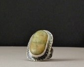 Big Sur Jade Ring Handmade Sterling Silver Natural Stone Metalwork Jewelry