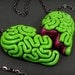 I Heart Brains Best Friends Necklace Set, original split zombie brain heart BFF necklaces