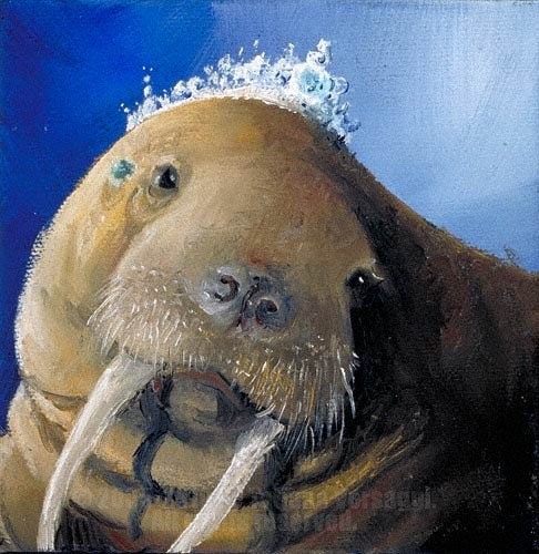 Diva: Small Giclee of a Walrus in a Tiara by Tatjana Versaggi