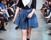 Re-rocked Pleated Denim Skirt M/L (sizes 6-10)