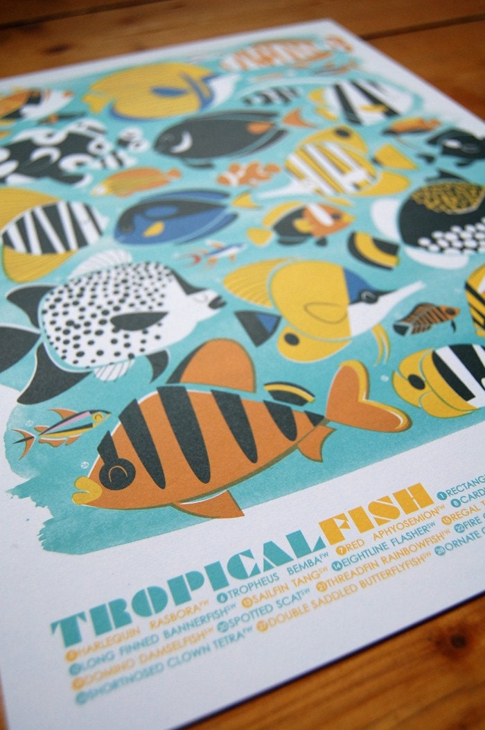 Tropical Fish - A3 Lithographic Print
