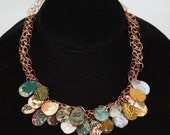 Earthen Jasper Crochet Wire Knit Copper Wire Genuine Stone Necklace by Kristen Stein