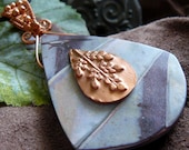 Copper and Polymer Clay Teardrop Shield Pendant