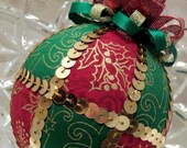 Handmade Quilted Style Christmas Ornament - Holiday Joy
