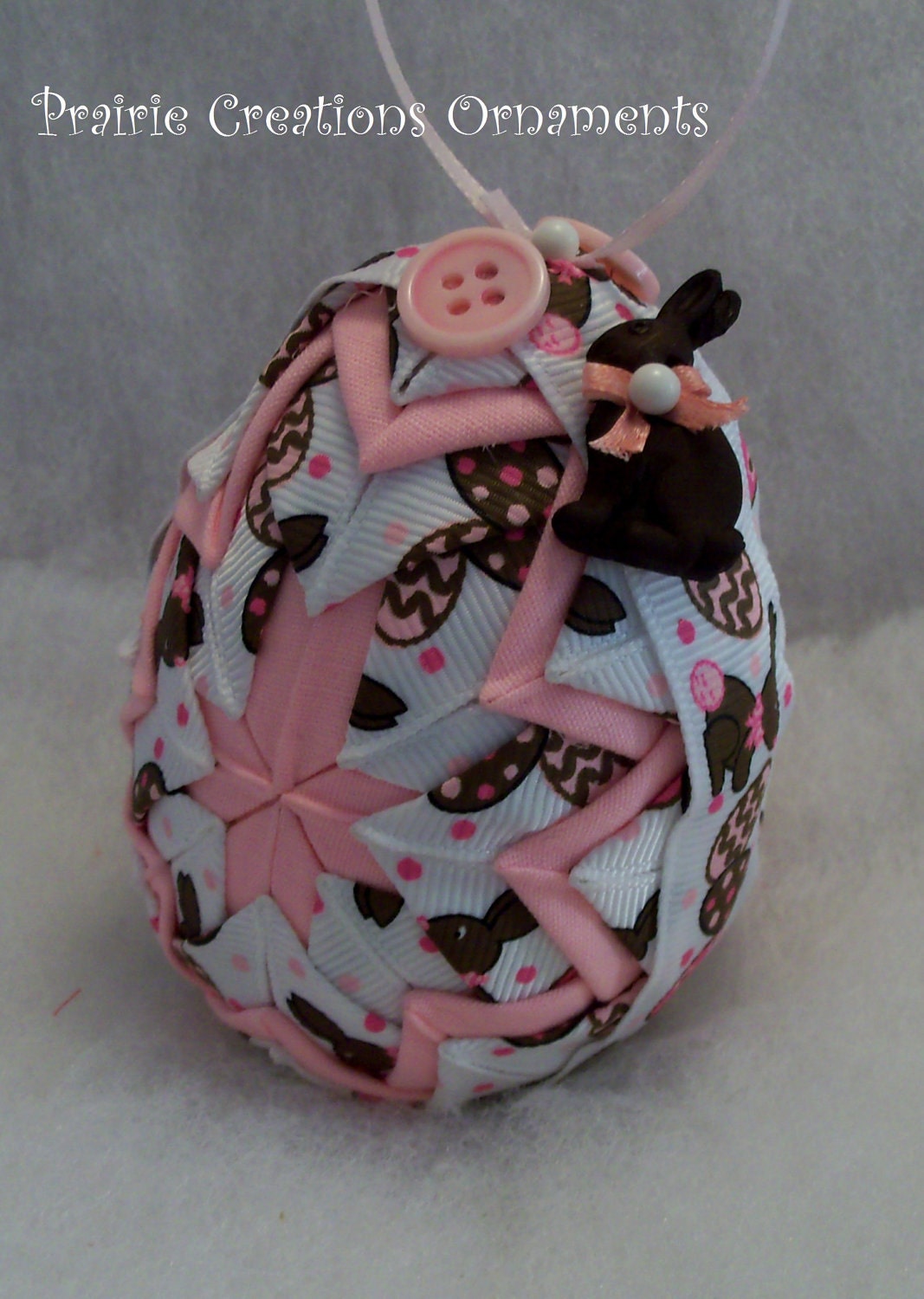Quilted Ornament Easter Egg Chocolate Bunny