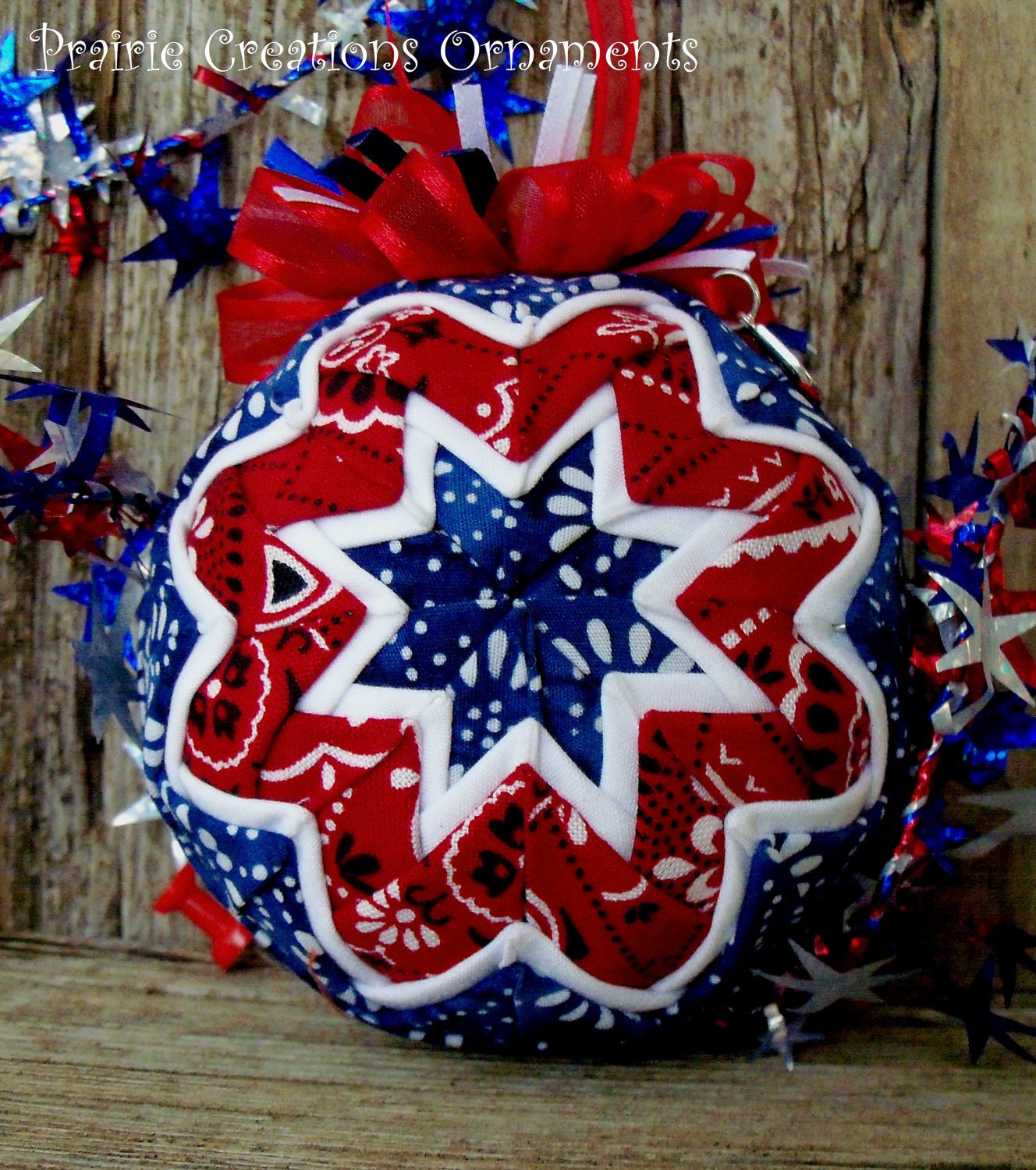 Patriotic quilted ornament. Just bought it  will update again when it