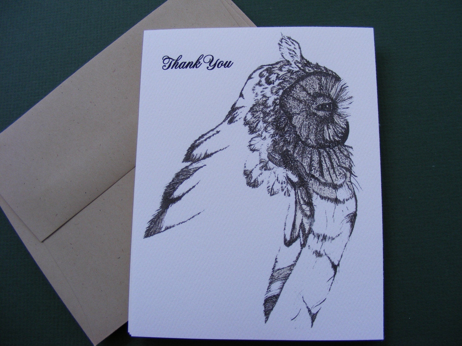 Set Of 8 Thank You Owl Postcards W/Envelopes, Drawing, Wildlife Illustration, Nature Art, Bird, Stationery