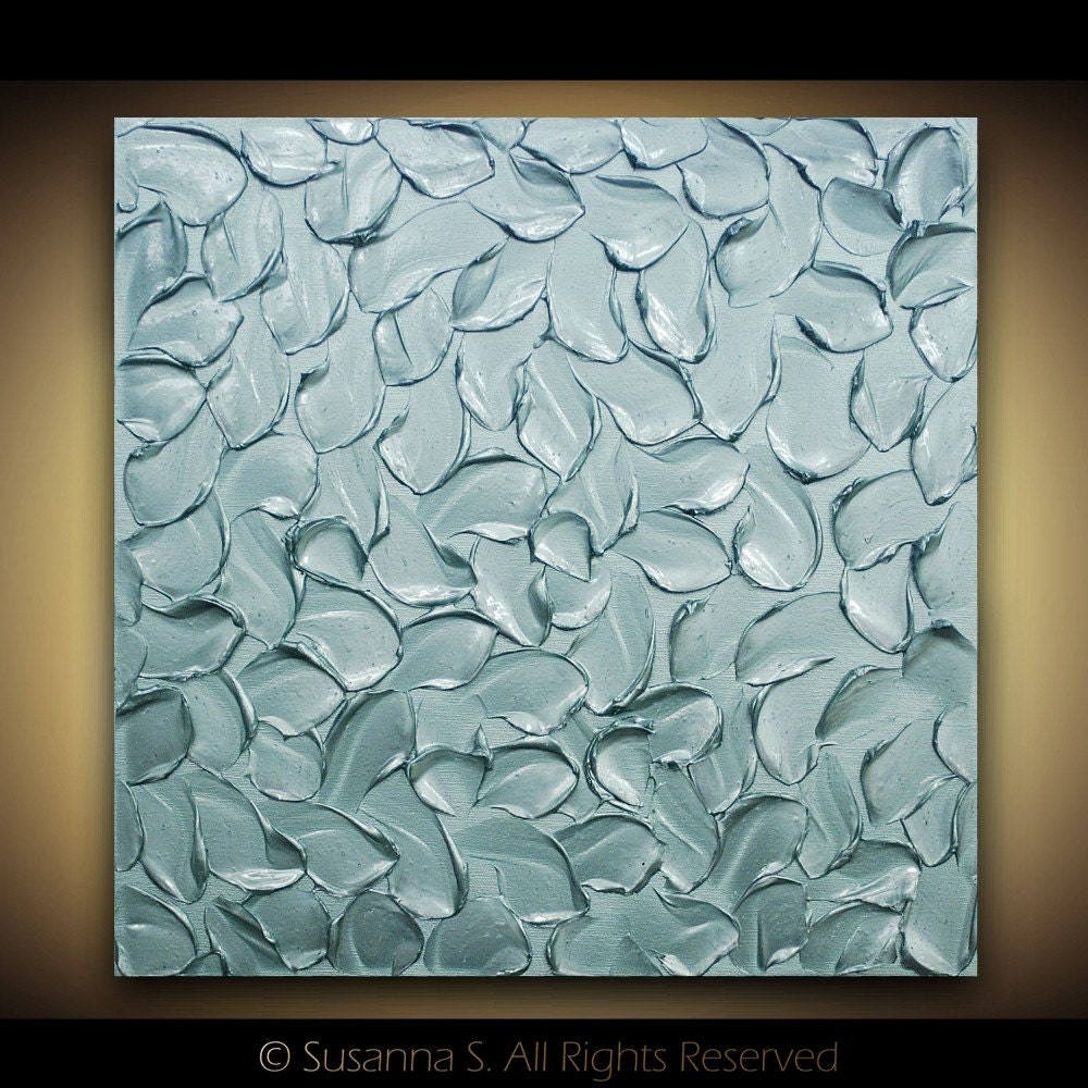 ORIGINAL Abstract Painting- Modern Textured acrylic on canvas Metallic Teal palette knife Mix and Match by Susanna