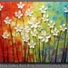 ORIGINAL Large Abstract Contemporary White Flowers Landscape Heavy Texured Modern Multicolored Painting by Susanna Ready to Hang 48x24