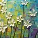 ORIGINAL Large Abstract Contemporary White Flowers Landscape Heavy Texured Modern Multicolored Painting by Susanna Ready to Hang 48x24