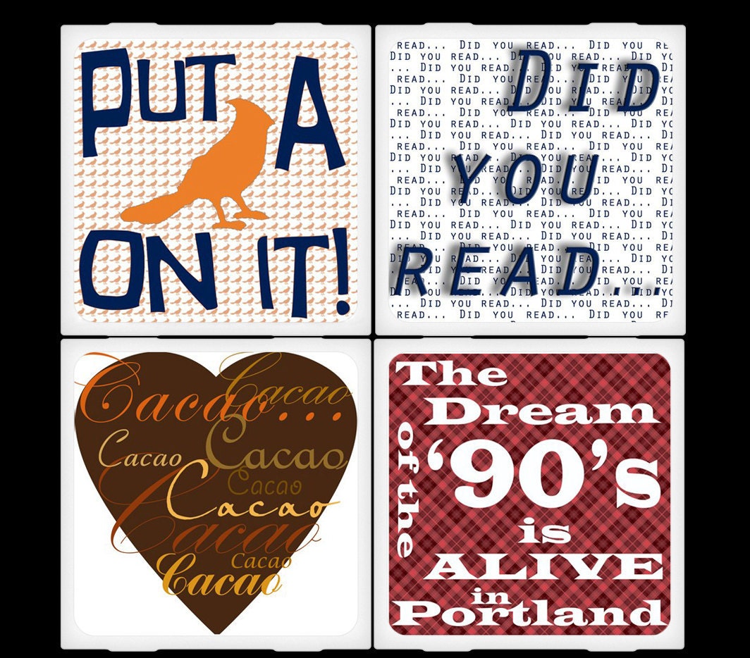 Portlandia Inspired - Ceramic Coaster Set