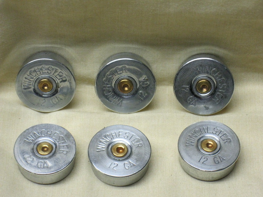 Shotgun Shell Refrigerator Fridge Magnets Winchester Silver Nickel Set of 6
