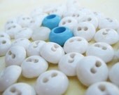 Vintage Plastic Domed Buttons - White