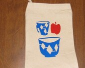 Blue Diamond Bowl and Mug with Apple Lunch Sack