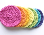 Round Cotton Crochet Makeup Remover Face Scrubbies Washcloths  You Pick the Colors