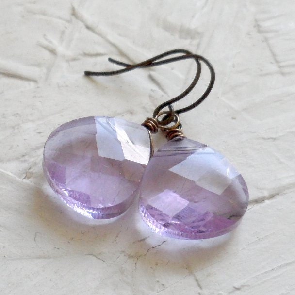 Lilac Swarovski Antique Brass Earrings