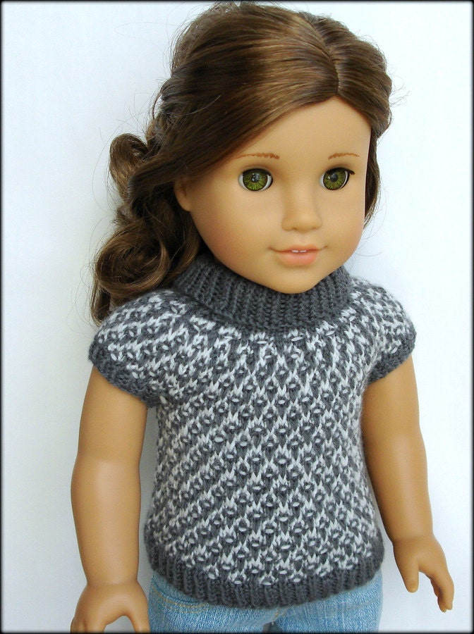Gwen - Slip Stitch Turtleneck With Cap Sleeves - PDF Knitting Pattern For 18" American Girl Dolls - Instant Download
