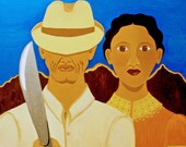 El Jibaro Y Jibara del Pueblo con Machete en mano