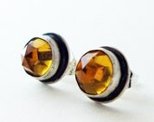 Citrine Stud Earrings, Citrine Earrings - Sparkling Honey Studs