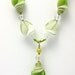 Swirls - Necklace (Green, White, Clear Glass)