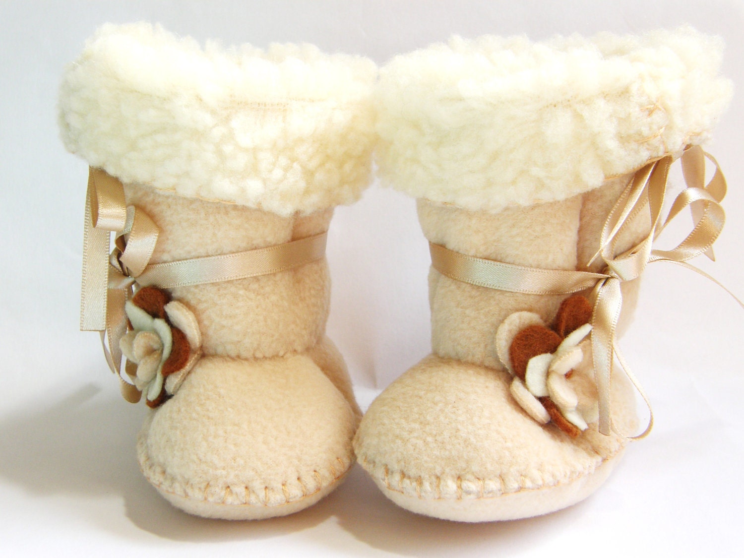 12-18-24 months old Cafe Latte Toddler Boots Ugg Style Fleece Toddler Booties with Faux Sheepskin Fur Toddler Girl Shoes