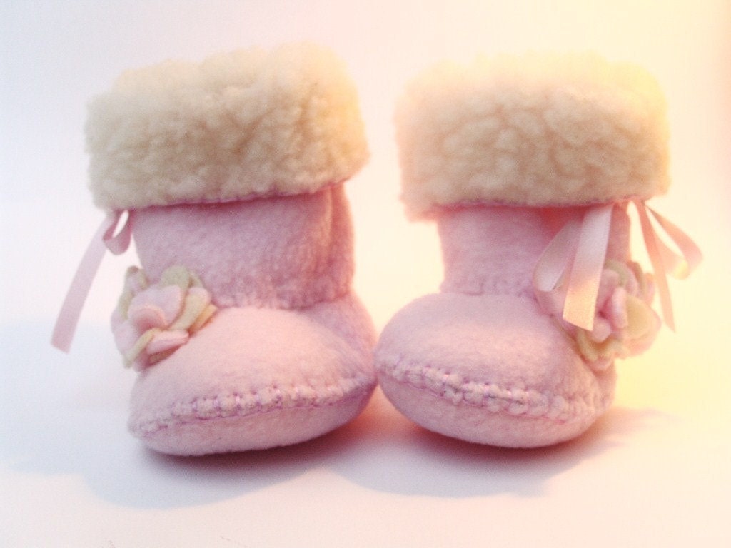 Oh So Sweet- Light Pink Ugg Baby Boots made of Fleece with Faux Sheepskin