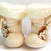 12-18-24 months old Cafe Latte Toddler Boots Ugg Style Fleece Toddler Booties with Faux Sheepskin Fur Toddler Girl Shoes