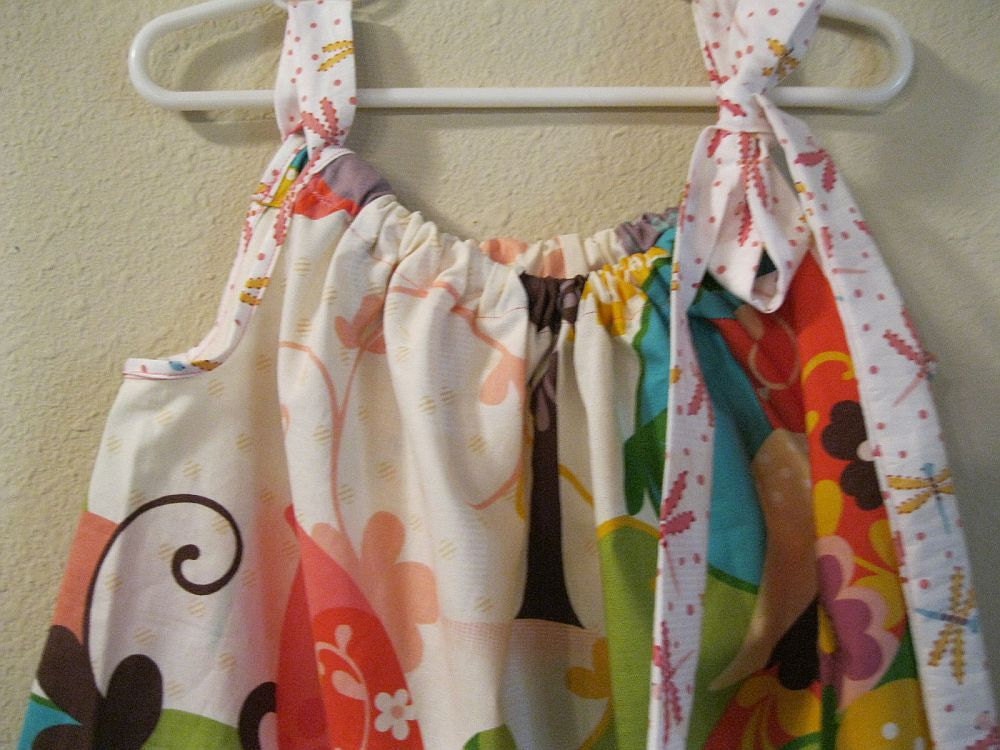 Girls Pillowcase Dress Size 6 mt - 5 yr Moda Hoot Fabric