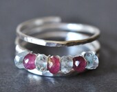 CUSTOM BIRTHSTONE ring for girlfriends / couples / anniversary / promise ring - sterling silver and genuine gemstones