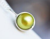 CUSTOM COLOR simple wire wrap freshwater pearl necklace in sterling silver