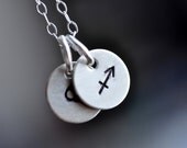 Perfect Match ( two zodiac signs ) hand stamped necklace in sterling silver